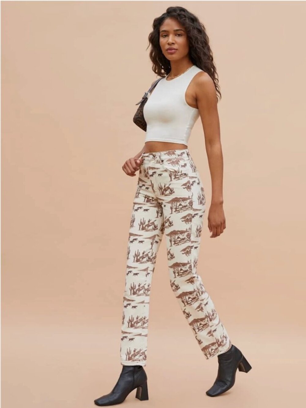 Reformation Sonora Western Print Jeans Desert Sand 28 | Sold Out
